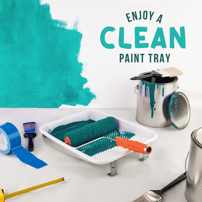 Unvert Paint Tray Liner Set Includes 9" Reusable Metal Paint Trays & 30 Pack of 9 inch White Plastic Paint Tray Liners, Paint Roller Tray, Paint Pan Set for Household or Construction Use - Image 5